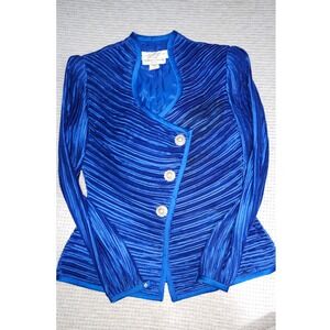 VTG Lillie Rubin George F Couture Vintage Royal Blue Pleated Blazer Jacket 6